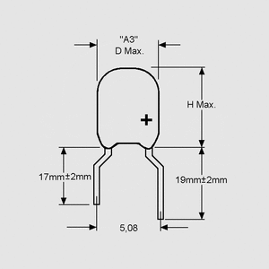 CTUF100DM2 Tantalum Capacitor 100uF 16V P5,08 Dimensions