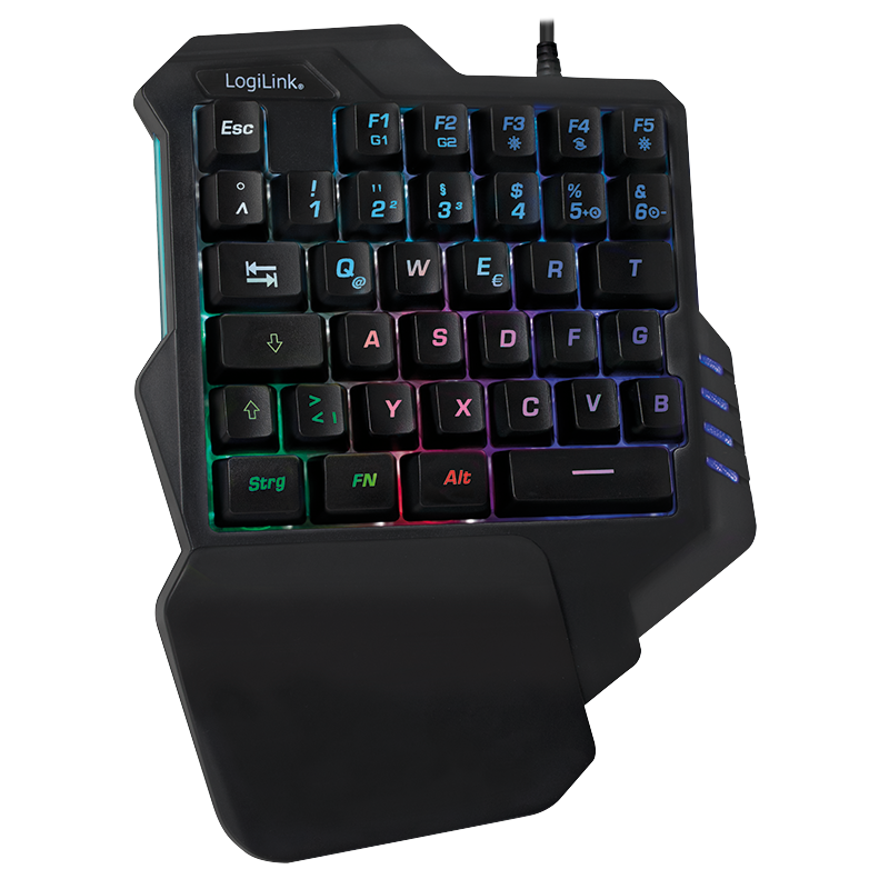 LogiLink® Illuminated one-hand gaming keyboard, black |