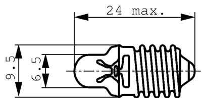 E10-Linselampe 2,5V 200mA 0,5W Ø=9,5x24mm.