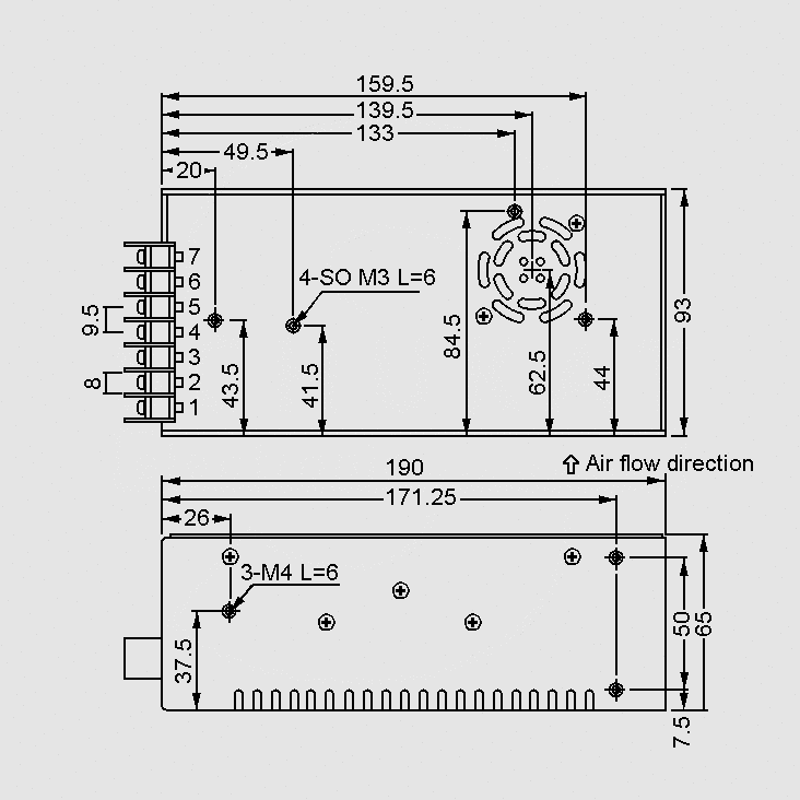 ACDC Enclosed power supply; Output 24Vdc at 10A; 240W Elektronik