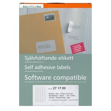 b.n.t. OfficeLine etiket, 52 x 30mm, 40 etiketter pr. ark - 100 ark. | Lavpris Aps