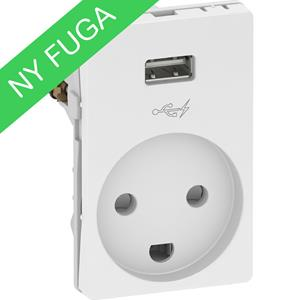 FUGA stikkontakt 2pol med jord med 5V USB lader 112 modul ...