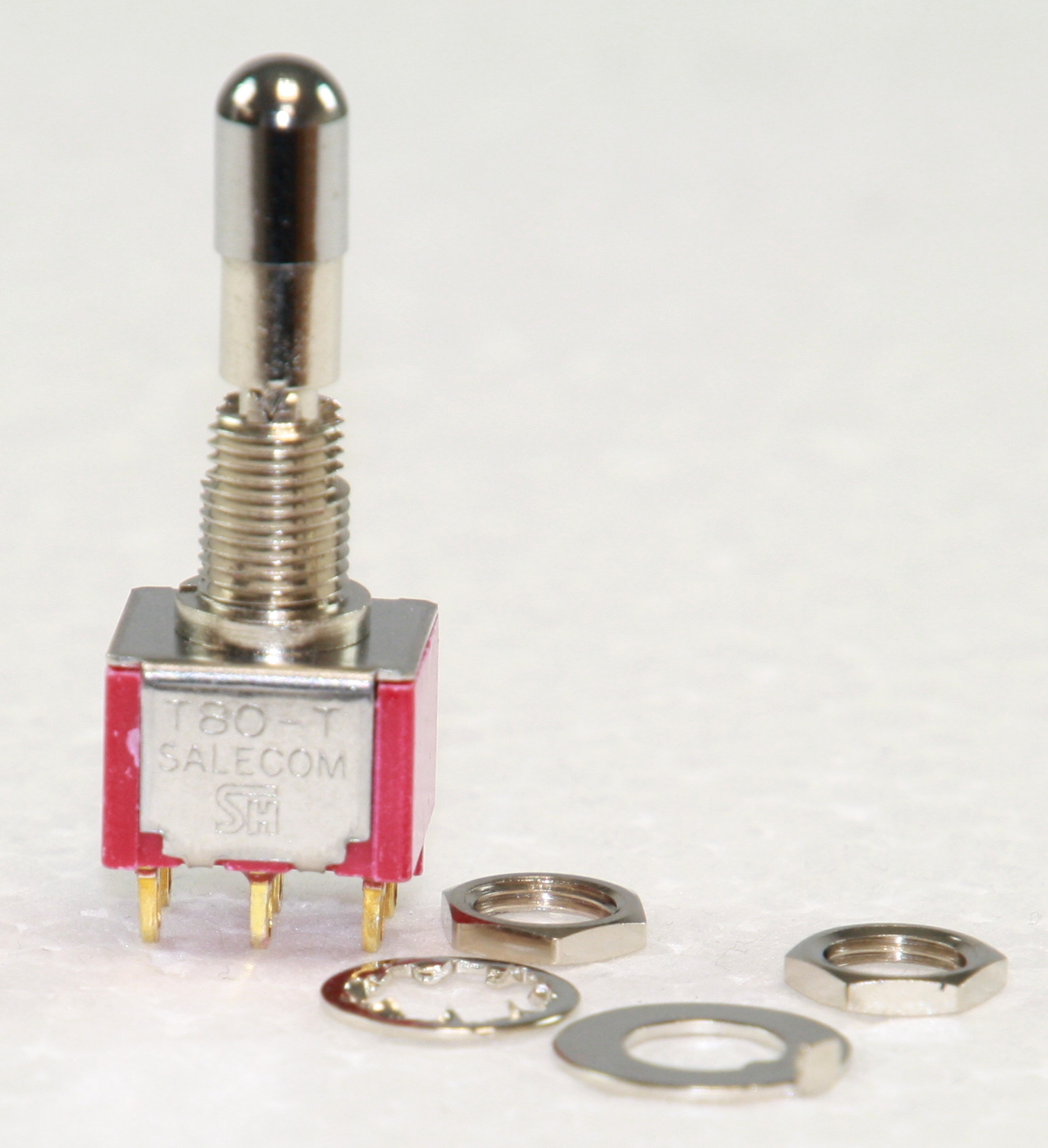 Locking Toggle Switch 2xOnOffOn Gold Elektronik Lavpris Aps