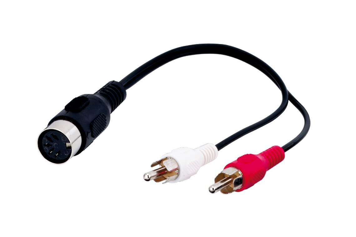A/V kabel 1x5 pin DIN HUN - 2 x phono han, 0,2m. 