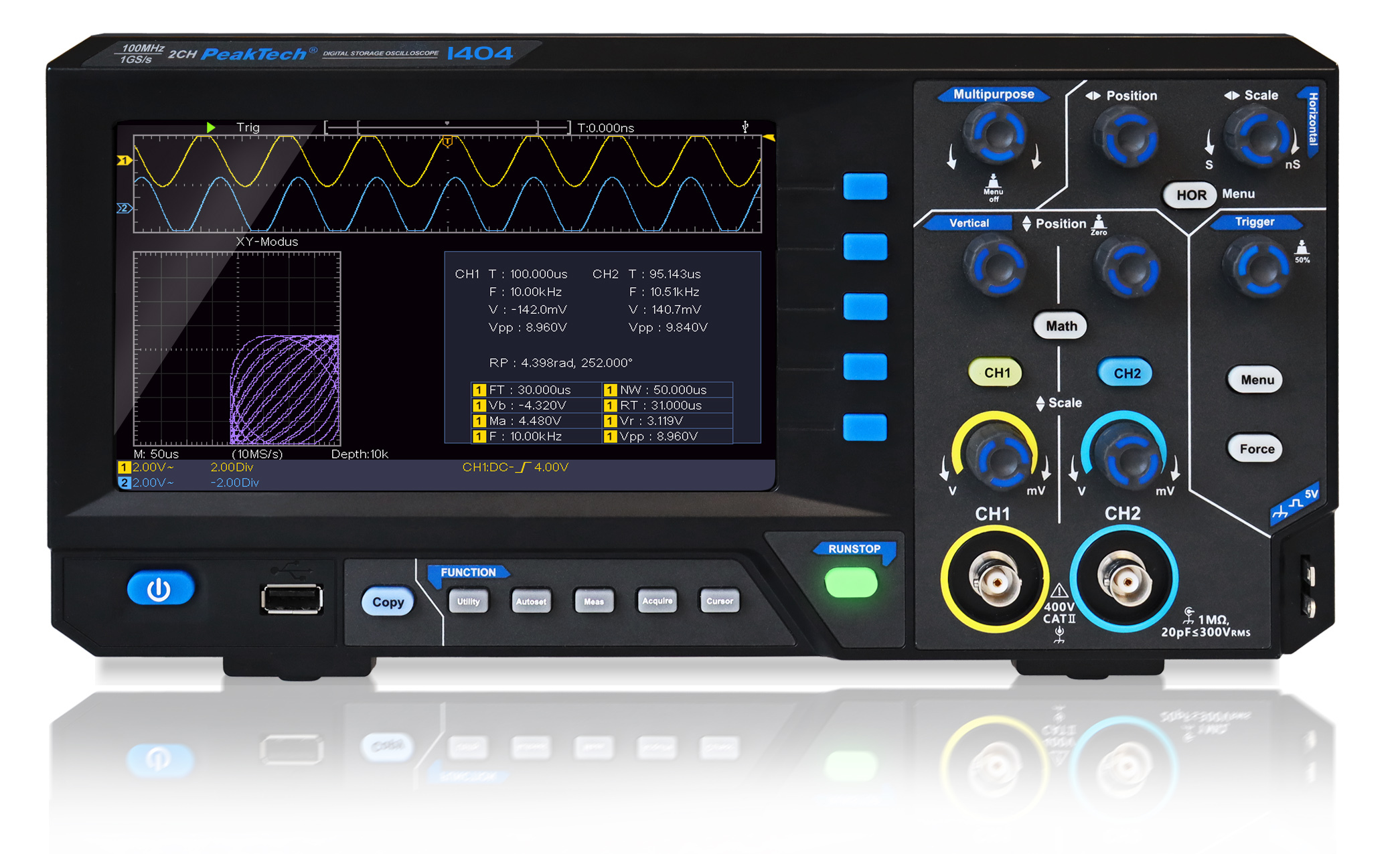 PeakTech® » 100MHz / 2 CH, 1 GS/s Digital storage oscilloscope