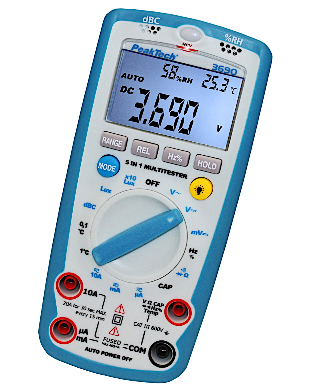PeakTech P3690 digitalt multimeter, ~ 4.000 tæller ~ med lydniveau, temp., meter | Elektronik Aps