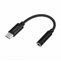 UA0398 - usb c lydkabel til mobiltelefon via 3,5 mm minijack, 13 cm adapter sort