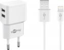 W44979 Dobbelt Apple Lightning oplader til iPhone iPad ipod hvid