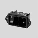 DD11.0123.1111 IEC C14 Power Connector Switch med RØD lys 2xFuse DD11-012_-1110