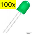 T000112 5 mm LED u/krave, grøn, pose m/100 stk.