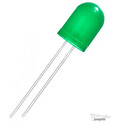 OSG5TAA134B LED Lysdiode, Diffus grøn, 500-750mcd, 30deg, 10mm