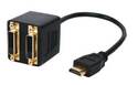 N-CABLE-565 Kabelsplitter, HDMI ---> DVI-D x 2, guldbelagt