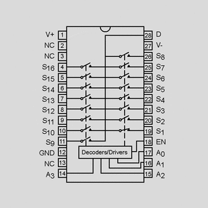 DG406DJ 16xAnalog Switch 15V 100R DIP28 DG406_