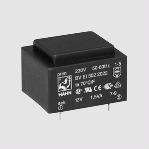 BVEI3022022 Transformer 1,5VA 230V 12V 125mA