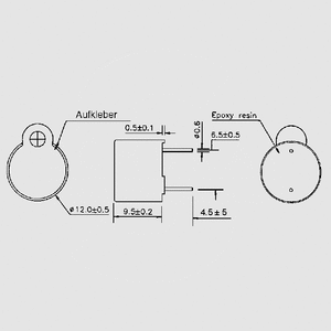 PB1224PE05Q Buzzer 12mm PC 5VAC 2400Hz 85dB PB1224PE05Q