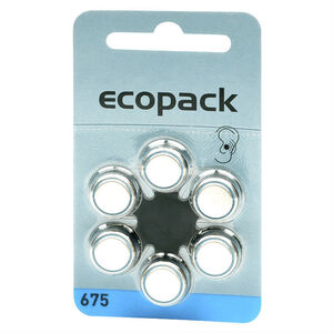 ECOPACK-13 Batterier til Høreapparat PR48, 7,9 x 5,4mm. 1,4V, 270mAh, 6-pak Batterier til Høreapparater PR48, 7,9 x 5,4mm. 1,4V 6 stk i pakke