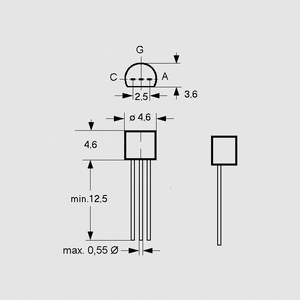 S08M02600A Thyristor 0,8A 600V TO92 TO92