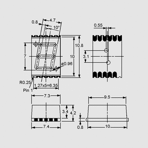 LTS2805SKR-P SMD-7Seg 7mm CA Red 11,7mcd LTS2805SKR-P