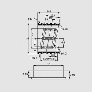 LTS4812SKR-P SMD-7Seg 10mm CA Red 37,8mcd LTS4812SKR-P