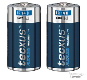 W23635 Batterier Alkaline, Tecxus LR14 C, 2 stk. - 2 stk alkaline batterier størrelse C / LR14