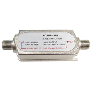 N-FC-AMP-SAT/S Satellite In-Line Amplifier 950-2300 MHz | Gain: 18 dB | 75 Ohm | Power pass