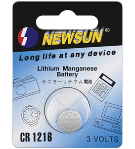 CR1216-LC Lithium knapcellebatteri, 12,5 x 1,6mm. 3V, 25mAh Lithium knapcellebatteri, 12,5 x 1,6 milimeter 3V, 25mAh