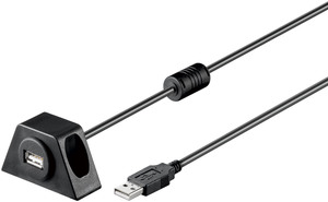 W95444 USB 2.0 Forlænger med fastspænding, 0,6m