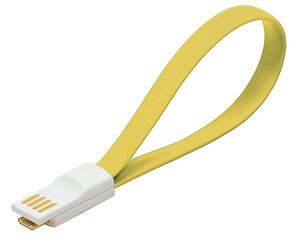 W95908 Micro-USB kabel, med magnet, 20cm, gul