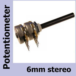 P20MGM001-STEREO Potentiometer 6mm. STEREO LOG. 2x1M