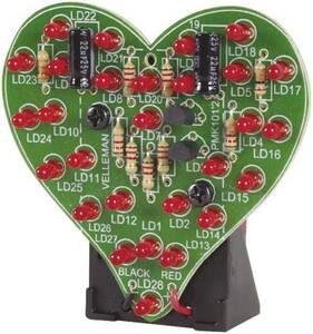 MK101 Byggesæt: Blinkende hjerte med 28 lysdioder elektronik byggesæt som blinkende hjerte med 28 røde lysdioder