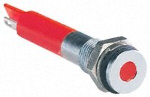 Q8F1CXXR24E 8mm flush satin chrome LED, red 24Vdc