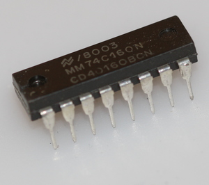 74C160 Synchronous 4-bit decade counter with asynchronous clear  DIP-16