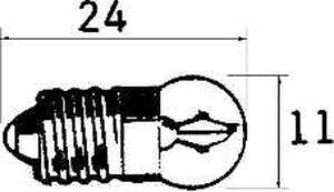 114790-2 E10-Kuglelampe 1,5V 150mA 0,225W Ø=11x23mm.