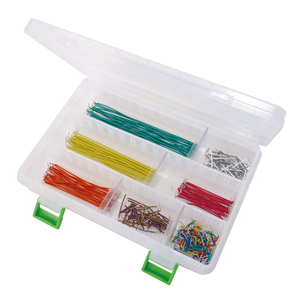 BN206952 Jumperkabler Kit. Hårde ledninger 350 stk. div. længder og farver Jumperkabler Kit Lussæt med 350 dele i plastbox med 12 rum