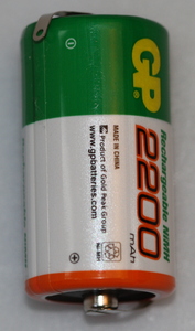 220CH1A1P C 26,2x50,0mm. 2200mAh NiMH med loddeflige