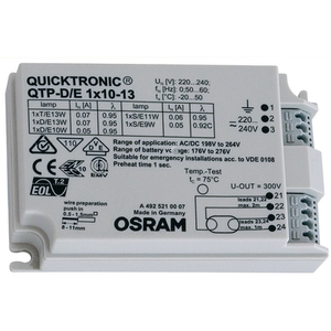 QTP-D/E 1X10-13 Elektronisk kontroludstyr 9.5...15 W, QTP-D/E 1X10-13