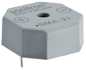 SMA-21-P17,5 Buzzer 21x21mm PC 1,5-24VDC 9,5mA 85dB