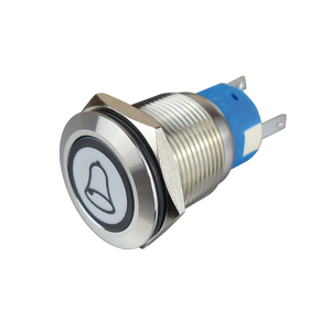 BN207359 Metal Trykknap kontakt Hvid 19 mm med klokkeikon og lys