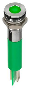 Q8F1CXXG12E 8mm flush satin chrome LED, green 12Vdc