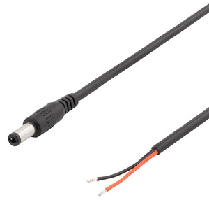 DC-109UB DC kabel 5.5x2.1mm DC to open ended wire, 2m, 20AWG, black
