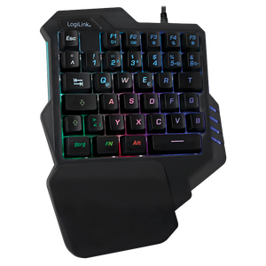 ID0181 LogiLink® Illuminated one-hand gaming keyboard, black