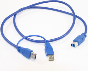 USB3-BL-1-Y USB 3.0 kabel, med Y-power, 1,1m
