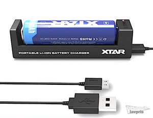 XTAR-MC1 XTAR USB Li-Ion batterioplader - usb batterioplader til et stk. Li-Ion genopladeligt batteri passer til mange størrelser