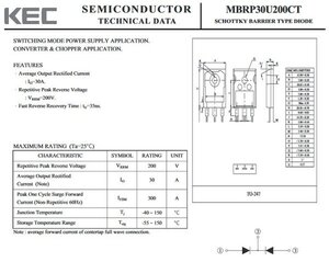 MBRP30U200CT Schottky 200V 30A TO247AC