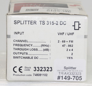 TRIAX332323 Splitter VHF/UHF+FM TS315-2DC