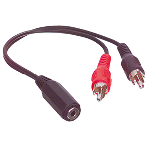 N-CABLE-470 2 x Phono (RCA) - 3,5mm. Stereo Hun Adapterkabel 20cm.