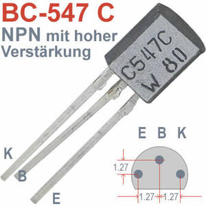 BC547C NPN 45V 0,1A 0,5W B:420-800 TO92