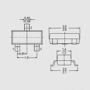 BC846B NPN 65V 0,1A 0,25W B:200-450 SOT23 SOT23