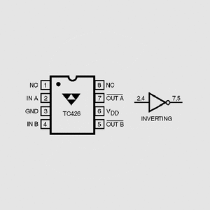 TC426CPA 2xMOSFET Dr. Inv 18V 1,5A DIP8 TC426CPA