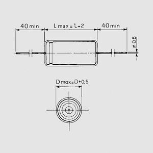 CFT010 El-Capacitor Bipolar 10uF/100V 10x30mm Dimensions